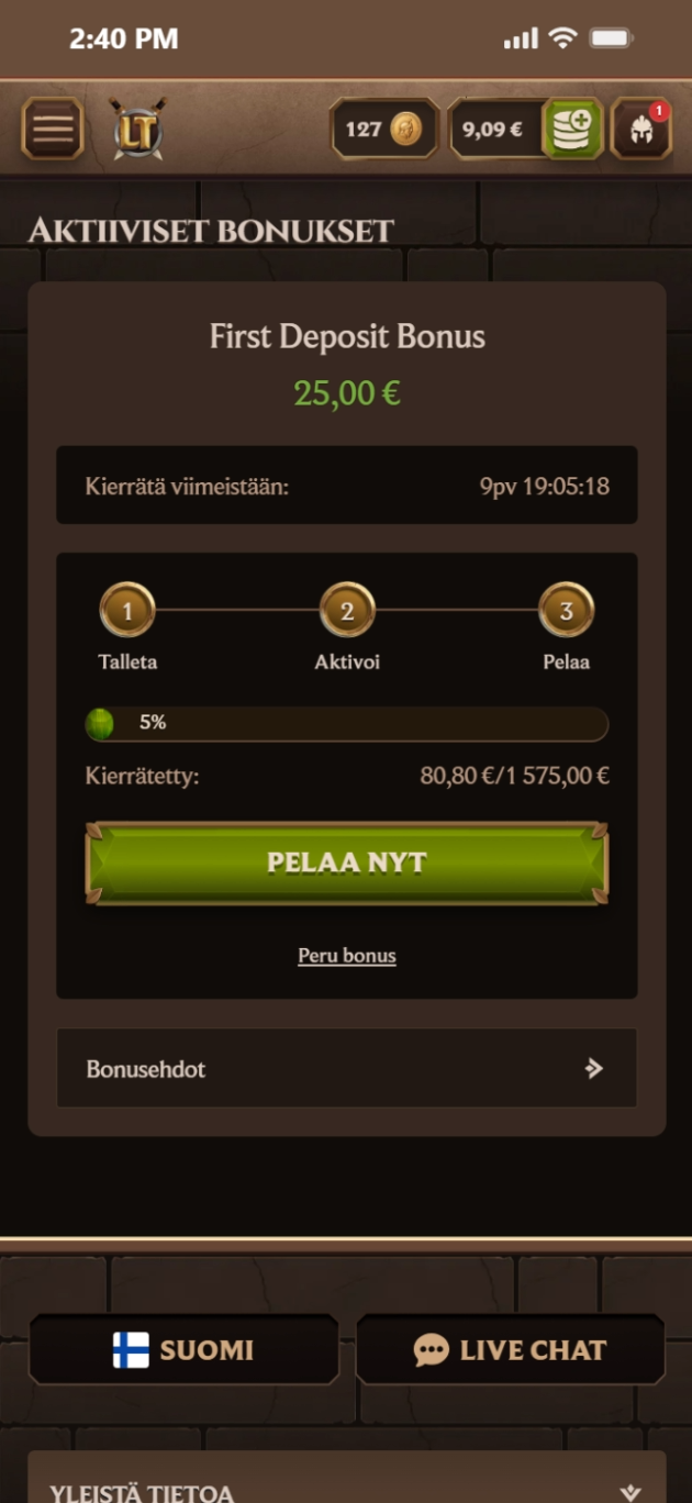 Kierrätyksen eteneminen 5 prosenttiin Thunderball-pelillä.