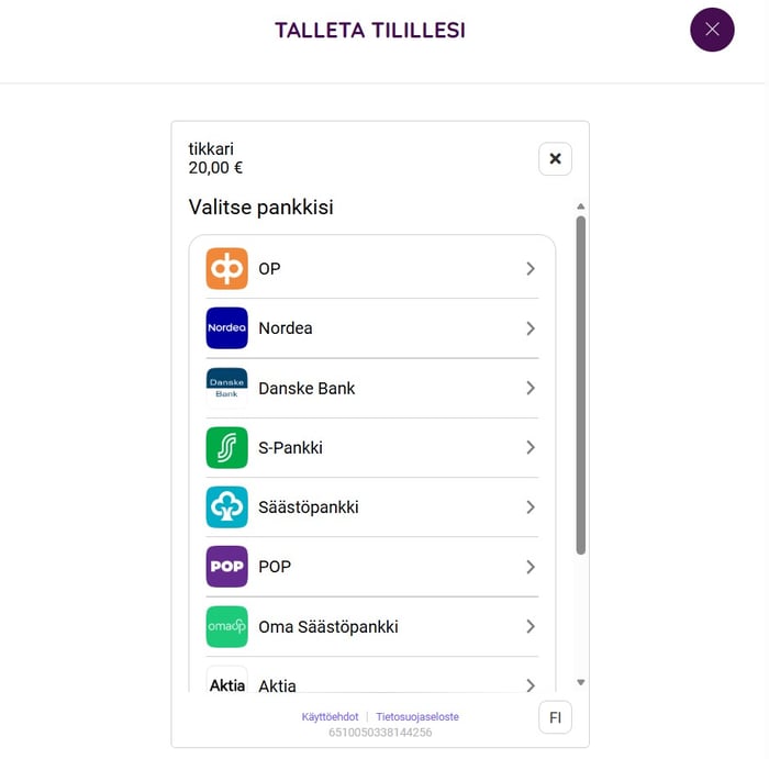Tikkari kasinon suomalaisten pankkien listaus talletusvaiheessa.