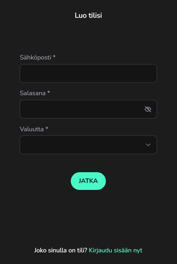 TikTakBet-kasinolle rekisteröidytään perinteisellä tavalla.