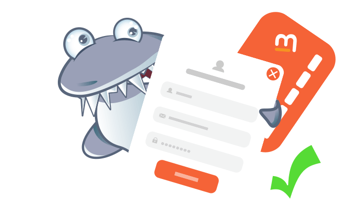 Kasinohai, joka näyttää MuchBetterin mobiilisovellusta ja maksukorttia