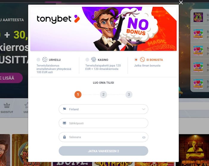 tonybet rekisteröityminen on nopea ja helppo prosessi