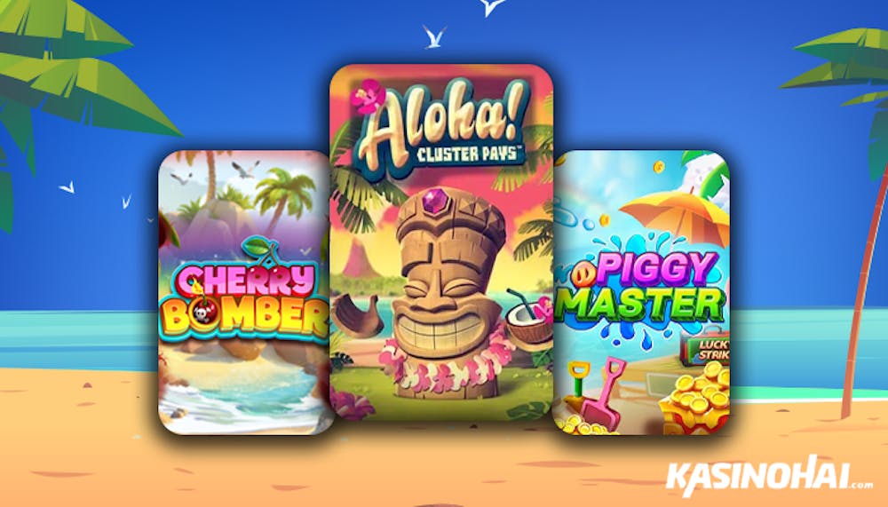 Rantamaisema ja rantateemaiset kolikkopelit, kuten Aloha! Cluster Pays ja Cherry Bomber.
