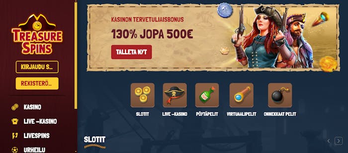 treasurespinsin tervetulotarjous