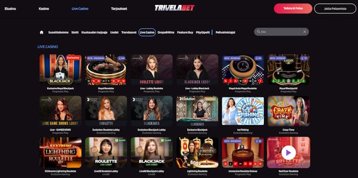 Pelaa live-pelej? Trivelabetin kattavalla live casinolla