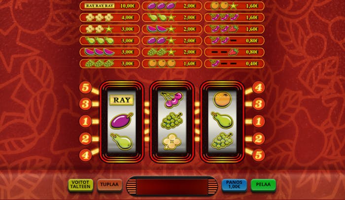 Tuplapotti automaattipeli on klassinen hedelmäpeli, jossa RAY-symboli jakaa päävoiton.