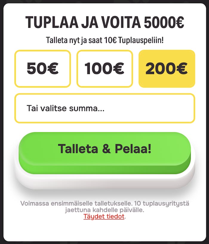 Tuplaus kasinolla pääsee pelaamaan nopeasti talletuksen tekemisen kautta