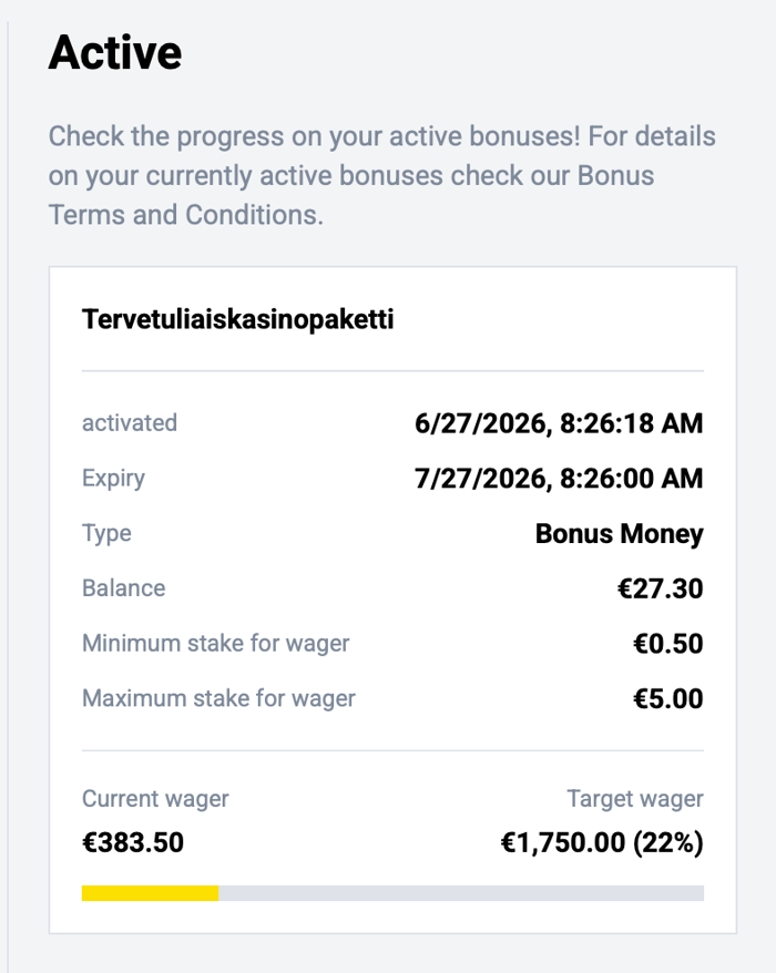 Kierrätyksen eteneminen Turbosven Casinolla 383,50 eurossa.