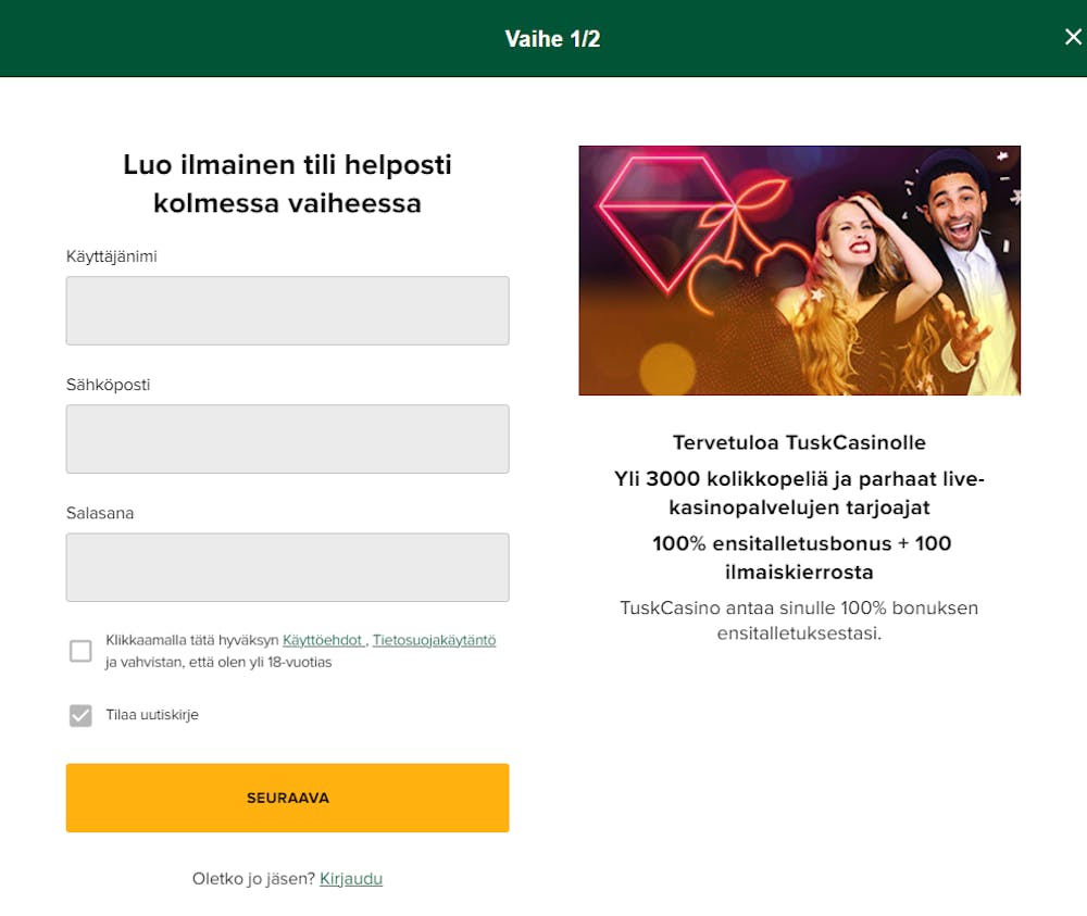 tuskcasinon login