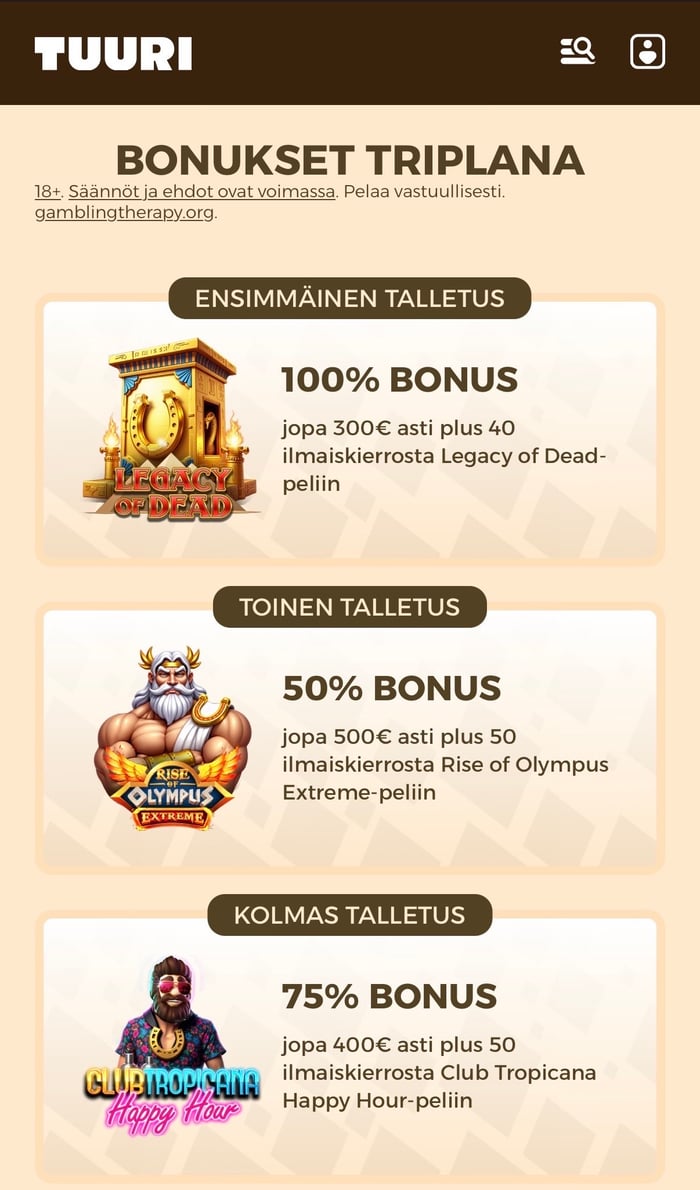 Tuuri Kasinon bonukset