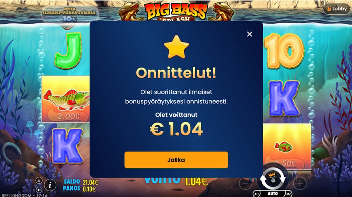 1.04 euron ilmaiskierrosvoitot Oh Casinolla.