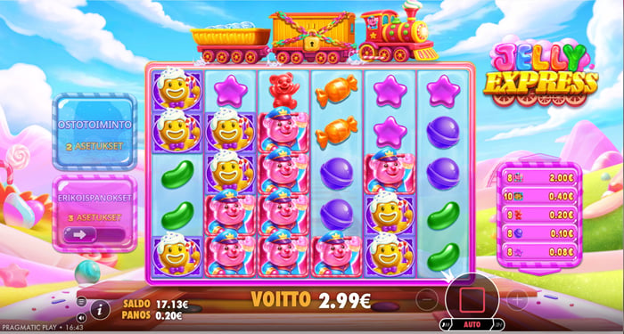 2,99 euron voitto Jelly Express -kolikkopelistä.