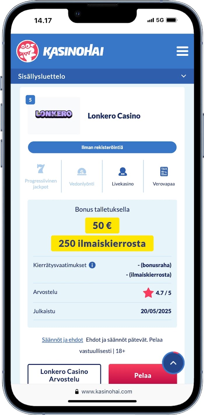Uusien nettikasinoiden lista