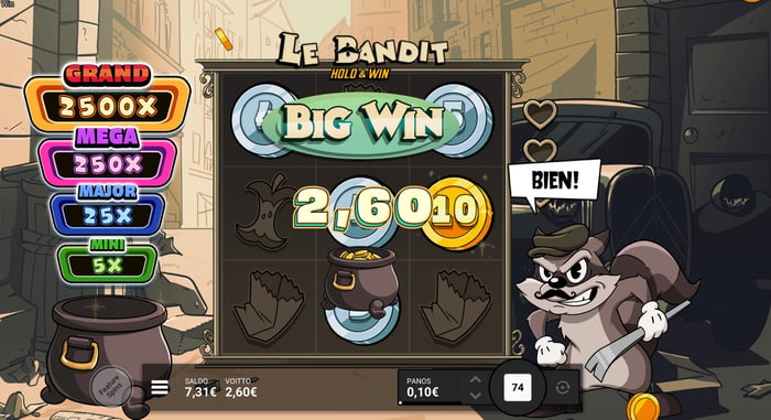 2,60 euron voitto Le Bandit -pelistä.