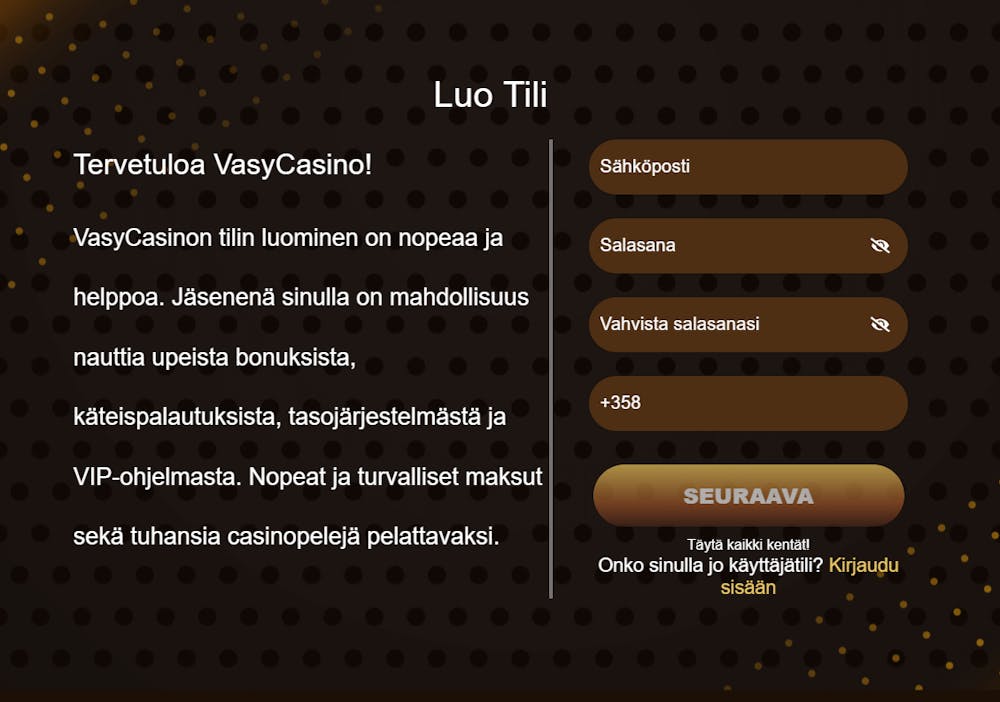 vasycasinon login