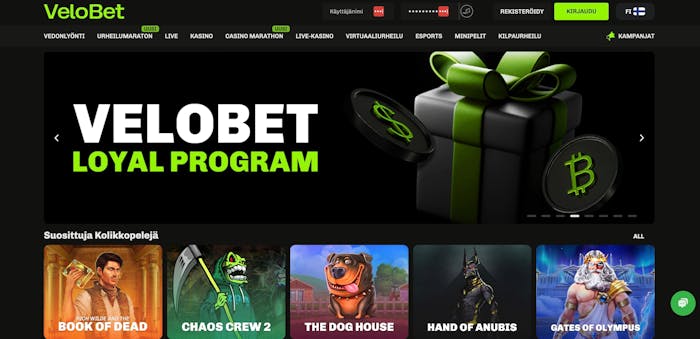 Velobet Casino etusivu