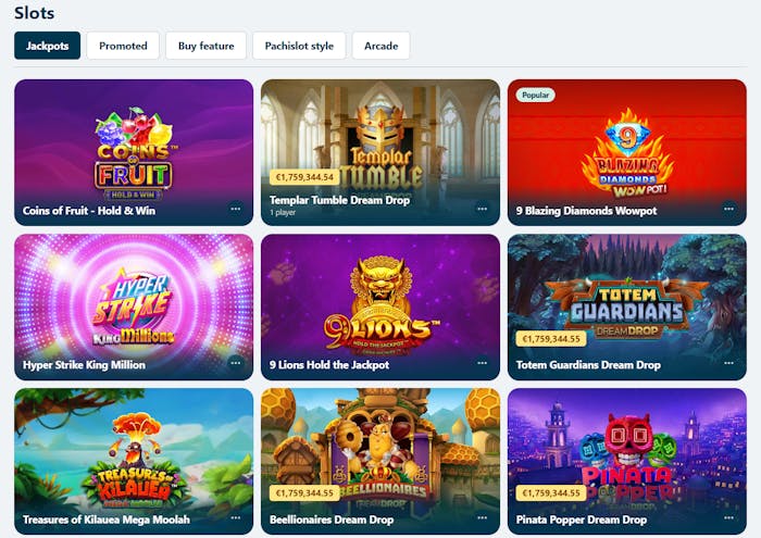 Vera & John Casino tarjoaa yli 3 000 kolikkopeliä suosituimmilta pelintarjoajilta.