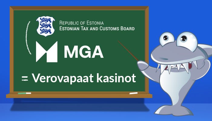Kasinohai näyttää liitutaululta miten Viron ja Maltan kasinot ovat verovapaita.