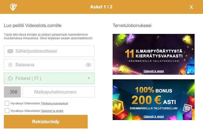 videoslots signup