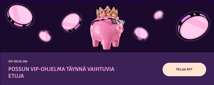 Kuvakaappaus Possu-kasinon VIP-ohjelmasta.