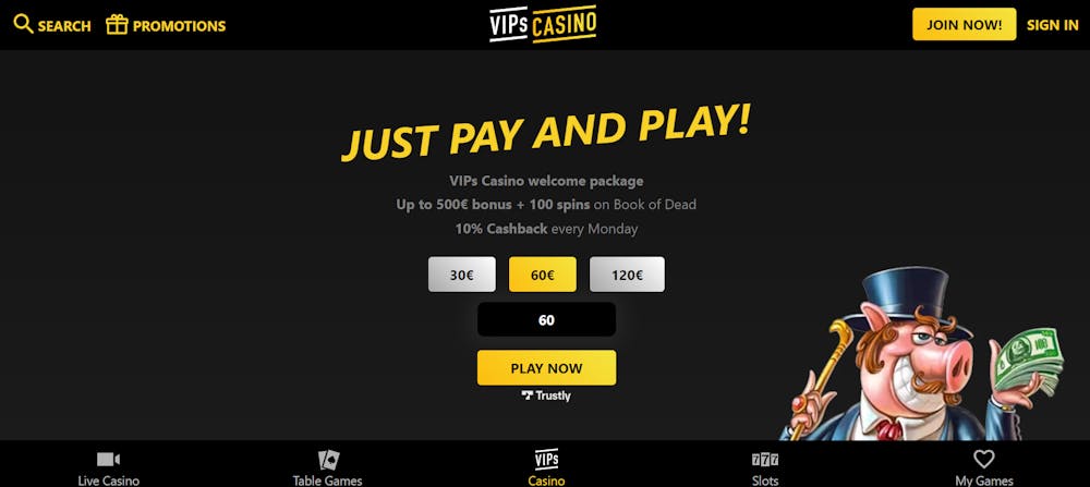 vips casinon tervetulotarjous