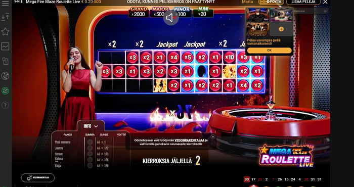 Mega Roulette Fire Plaze Vipstan livekasinolla.