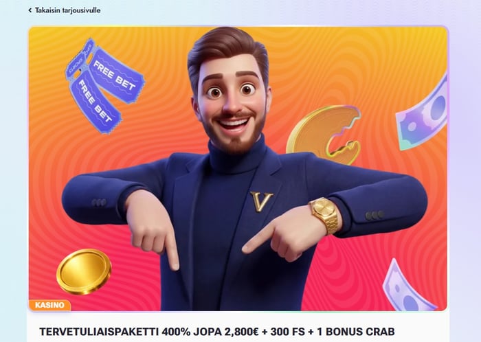 Vipsta-kasinon tervetuliaisbonustarjous.