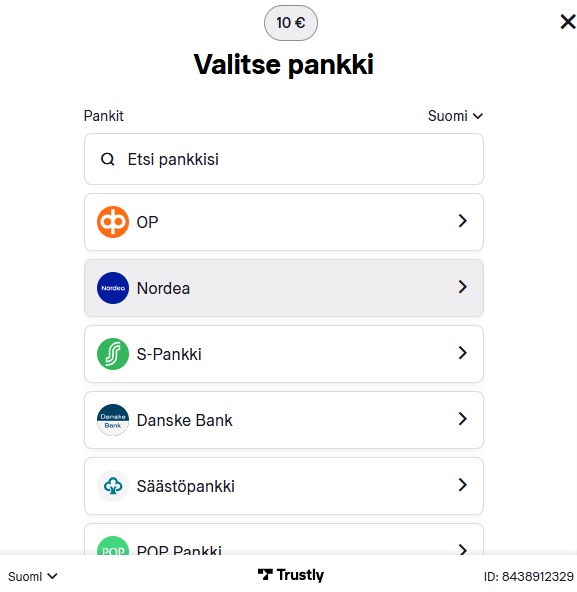Nordea pankki 10 € pnp casino talletus