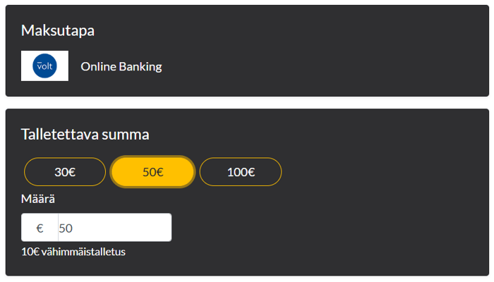 Volt talletus nettikasinolla