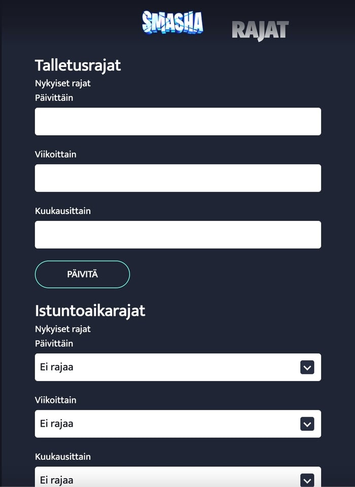Smasha Casinon vastuullisen pelaamisen työkalut.
