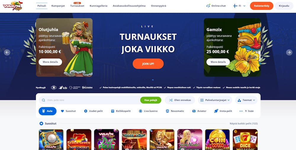 Vulkan Vegas Casinon etusivu