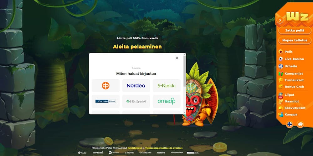 Wazamba casino Maksuvaihtoehdot