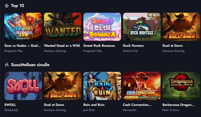 Whale.ion suosittuihin peleihin kuuluvat esimerkiksi Sweet Rush Bonanza ja Duck Hunters,