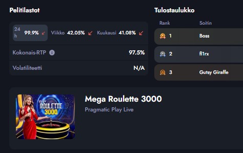 Whale.ion pelien yhteydestä löytyvät RTP-tilastot.