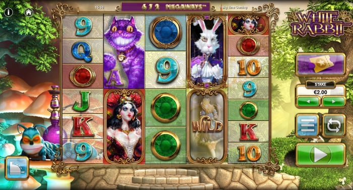 White Rabbit -slotin bonusostosvalikko, jossa näkyvät Hold and Spin- ja Free Spins -vaihtoehdot.