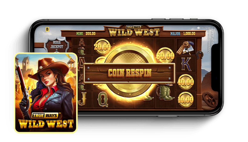Wild West Trueways kolikkopelin pelialue ja naispäähahmo