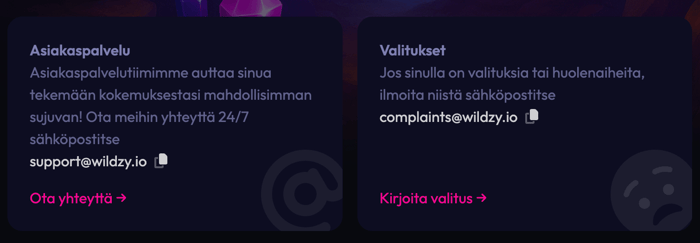Wildzyllä on vain sähköpostipalvelu saatavilla