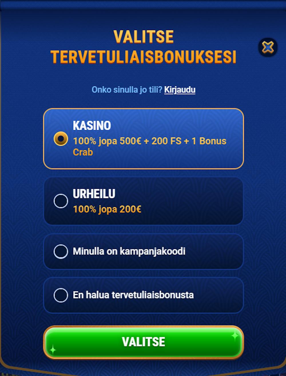 Wingaga ei ole moderni pikakasino, mutta rekisteröityminen on tehty vaivattomaksi.