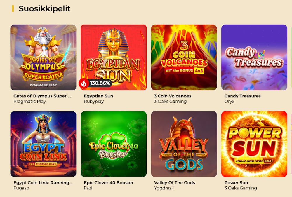 Suosituimmat pelit Win Mega kasinolla sisältää monille tuttuja pelejä