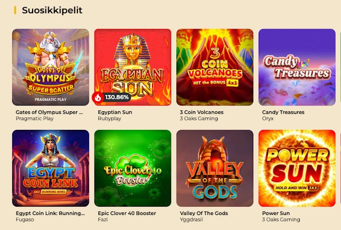 Suosituimmat pelit Win Mega kasinolla sisältää monille tuttuja pelejä