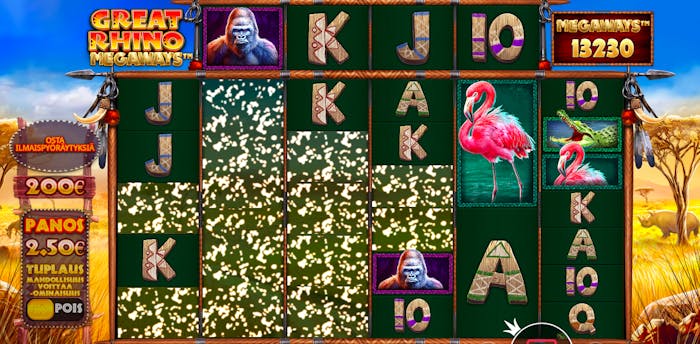 Voittokierros Great Rhino Megaways-slotissa