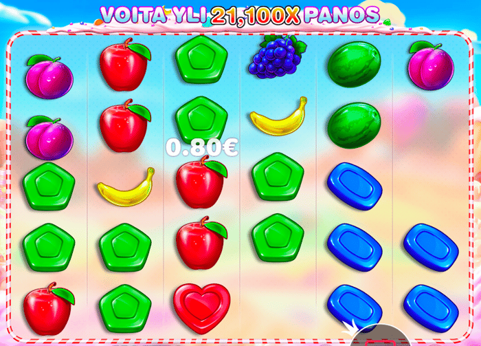 Voittokierros Sweet Bonanza -kolikkopelissä.