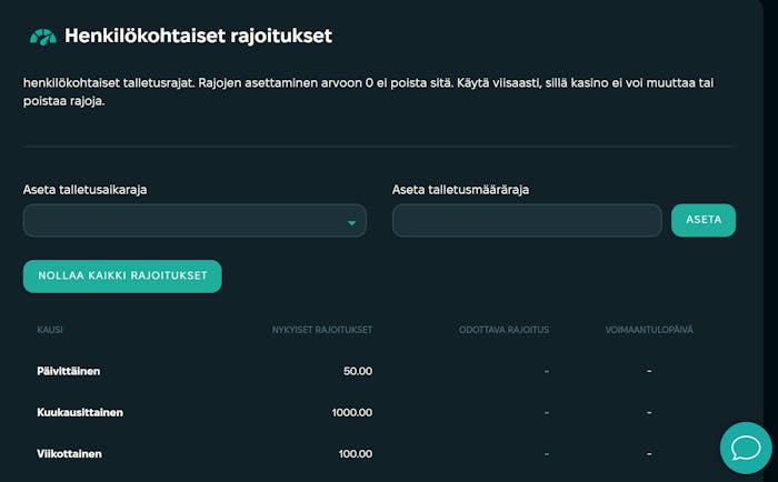 Wins Royal Casinon vastuullisen pelaamisen työkaluihin kuuluvat muun muassa talletusrajat.