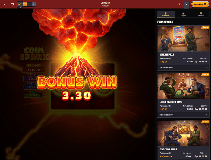 Coin Spark -peli toi minulle vain muutaman euron voittoja.
