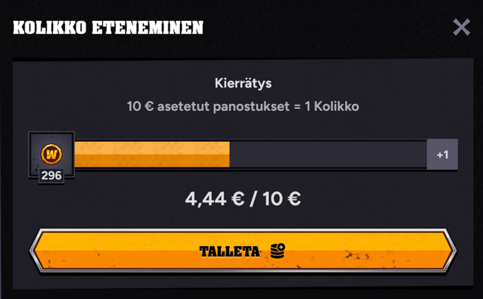 Wintino Casinon uskollisuusohjeleman kolikoita kertyy yksi jokaista kymppiä kohden.