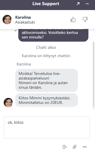Wintino Casinon chat on nopea ja toimiva, botin sijaan pääsee heti keskustelemaan oikean tuen kanssa.