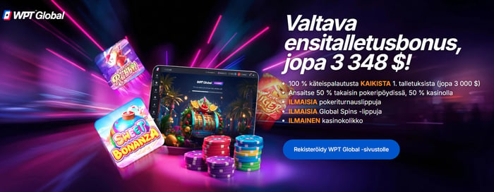 WPT Global Casinon bonustarjous uusille pelaajille.