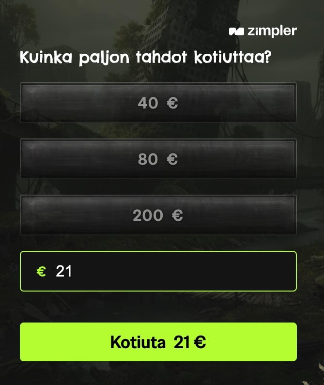 Cyber City kasinon kotiutusikkuna.