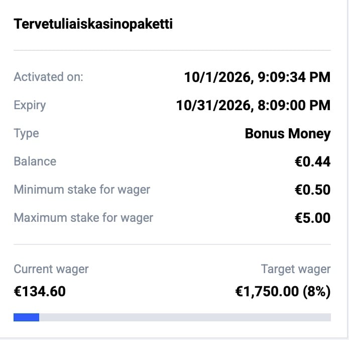 8 prosenttia eli 134,60 euroa kierrätetty.