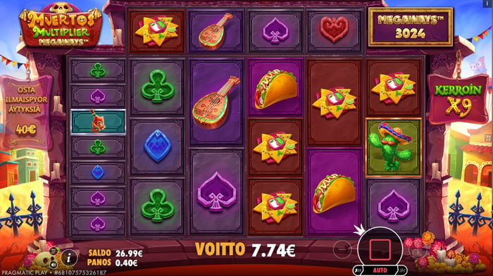 Muertos Multiplier Megawaysin 7,74 euron voitto.
