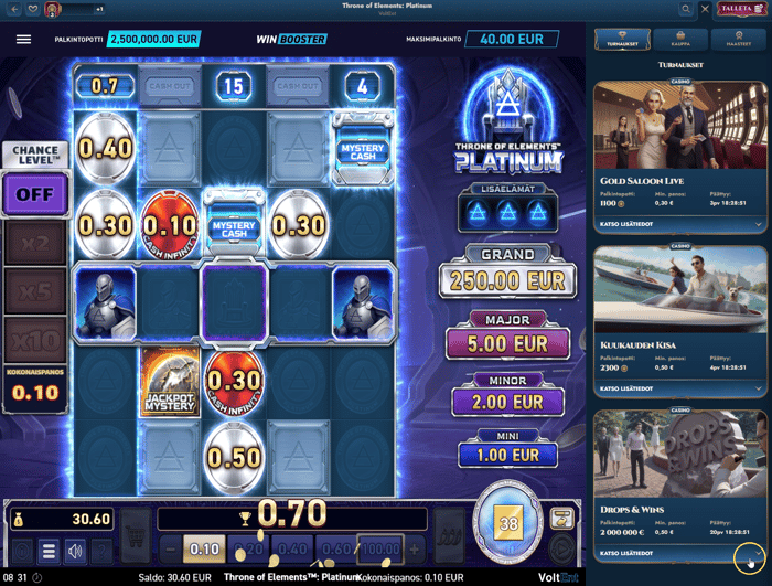 Throne Elements Platinumin 0,70 euron voitto.